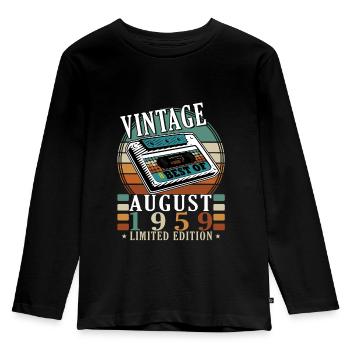 August 1959 August birthday 1959 August - Kids' Premium Longsleeve Shirt - black - Front - AI Model Kid Male (0cm)