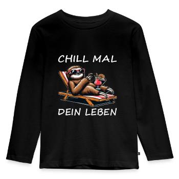 Chill mal Faultier chillen relax - Kinder Premium Bio Langarmshirt - Schwarz - Vorne - AI Model Kid Male (0cm)