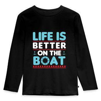 Boating season and waiting for boating season - Kids' Premium Longsleeve Shirt - black - Front - AI Model Kid Male (0cm)