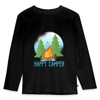 Urlaub Zelt Zelten Spruch - Kinder Premium Bio Langarmshirt - Schwarz - Vorne - AI Model Kid Male (0cm)
