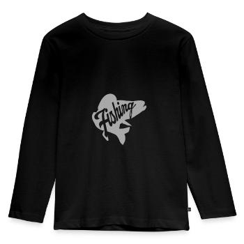 Angeln Angler Zander - Kinder Premium Bio Langarmshirt - Schwarz - Vorne - AI Model Kid Male (0cm)
