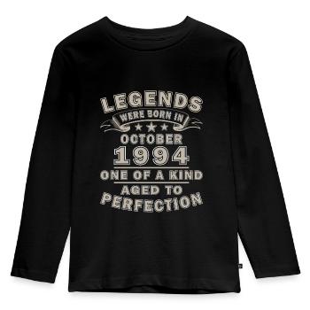 1994 Oktober 1994 Geburtstag Oktober 1994 - Kinder Premium Bio Langarmshirt - Schwarz - Vorne - AI Model Kid Male (0cm)