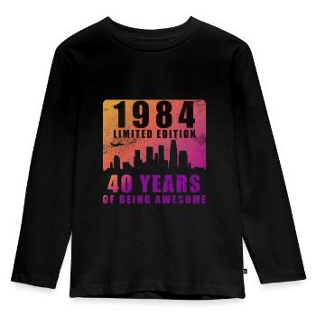 1984, year 1984, 40 years - Kids' Premium Longsleeve Shirt - black - Front - AI Model Kid Male (0cm)