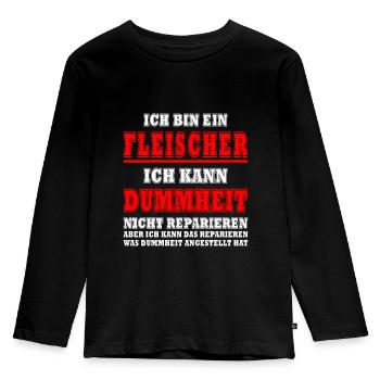 Fleisch Sprüche Fleischer Fleischesser Spruch - Kinder Premium Bio Langarmshirt - Schwarz - Vorne - AI Model Kid Male (0cm)