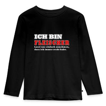 ich bin fleischer - Kinder Premium Bio Langarmshirt - Schwarz - Vorne - AI Model Kid Male (0cm)