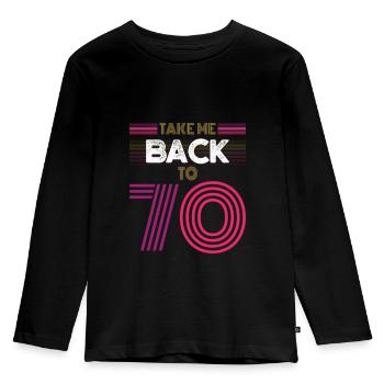 Retro 70er Jahre - Kinder Premium Bio Langarmshirt - Schwarz - Vorne - AI Model Kid Male (0cm)