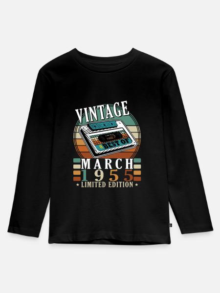 70 Jahre Jubiläum - März 1955 Original - Kinder Premium Bio Langarmshirt - Schwarz