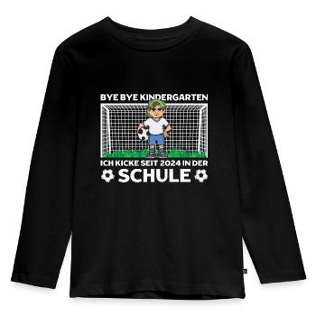 School Child 2024 Football Kindergarten School Enrolment - Kids' Premium Longsleeve Shirt - black - Front - AI Model Kid Male (0cm)