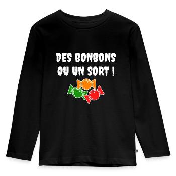 Des bonbons ou un sort - T-shirt manches longues Premium Enfant - noir - Devant - AI Model Kid Male (0cm)