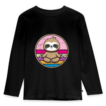 Sloth Namaste Meditation Yoga Chakra Pilates - Kids' Premium Longsleeve Shirt - black - Front - AI Model Kid Male (0cm)
