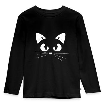 Katze - Kinder Premium Bio Langarmshirt - Schwarz - Vorne - AI Model Kid Male (0cm)