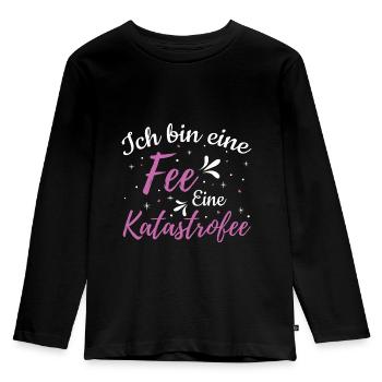 Ich bin eine Fee Eine Katastrofee | Prinzessin - Kinder Premium Bio Langarmshirt - Schwarz - Vorne - AI Model Kid Male (0cm)
