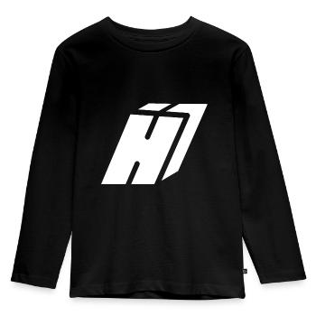 Zusammenfassung H-Brief - Kinder Premium Bio Langarmshirt - Schwarz - Vorne - AI Model Kid Male (0cm)
