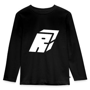 Abstract R Brief - Kinder Premium Bio Langarmshirt - Schwarz - Vorne - AI Model Kid Male (0cm)