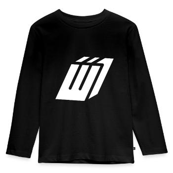 Abstract W-Brief - Kinder Premium Bio Langarmshirt - Schwarz - Vorne - AI Model Kid Male (0cm)