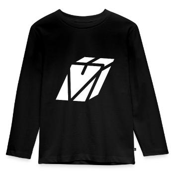Abstract V-Brief - Kinder Premium Bio Langarmshirt - Schwarz - Vorne - AI Model Kid Male (0cm)
