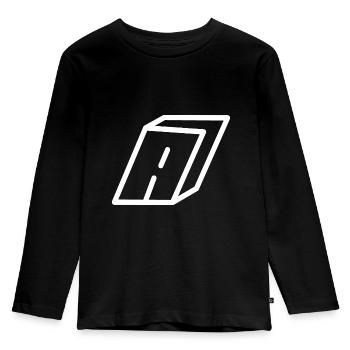 Gliederungsbrief A - Kinder Premium Bio Langarmshirt - Schwarz - Vorne - AI Model Kid Male (0cm)
