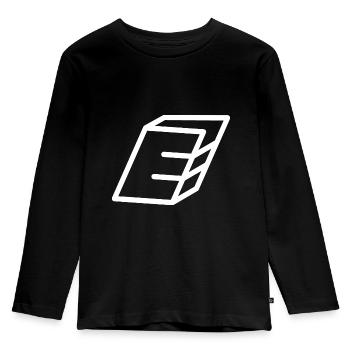 Gliederungsbuchstabe E - Kinder Premium Bio Langarmshirt - Schwarz - Vorne - AI Model Kid Male (0cm)