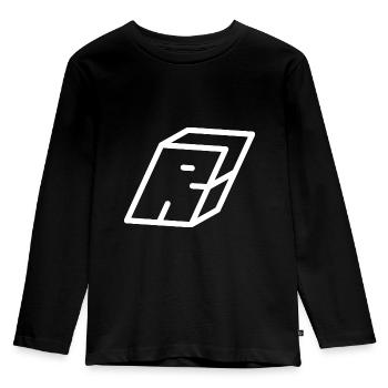 Gliederungsbuchstabe R - Kinder Premium Bio Langarmshirt - Schwarz - Vorne - AI Model Kid Male (0cm)