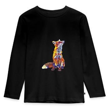 Fuchs - Kinder Premium Bio Langarmshirt - Schwarz - Vorne - AI Model Kid Male (0cm)