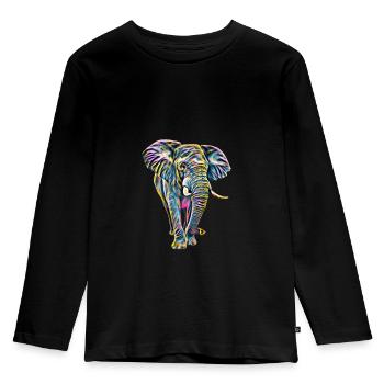 Elefant - Kinder Premium Bio Langarmshirt - Schwarz - Vorne - AI Model Kid Male (0cm)