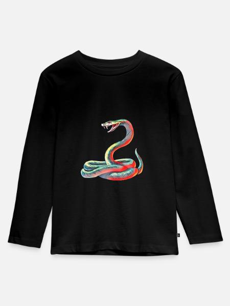 Schlange - Kinder Premium Bio Langarmshirt - Schwarz
