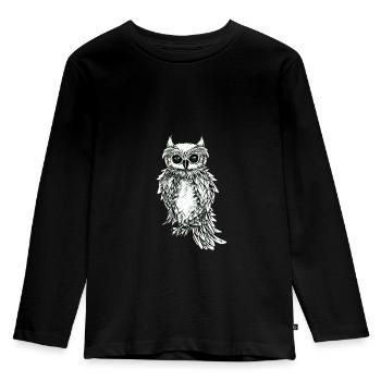 Eule - Kinder Premium Bio Langarmshirt - Schwarz - Vorne - AI Model Kid Male (0cm)