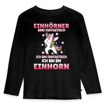 Einhörner sind Fantastisch - Kinder Premium Bio Langarmshirt - Schwarz - Vorne - AI Model Kid Male (0cm)