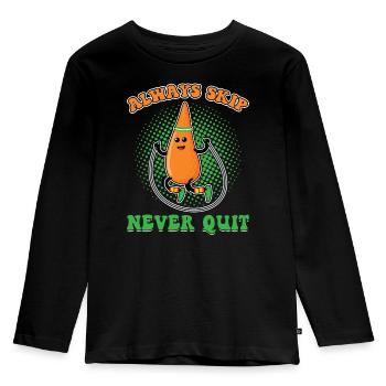 Always Skip Never Quit - Jump Rope - Kinder Premium Bio Langarmshirt - Schwarz - Vorne - AI Model Kid Male (0cm)