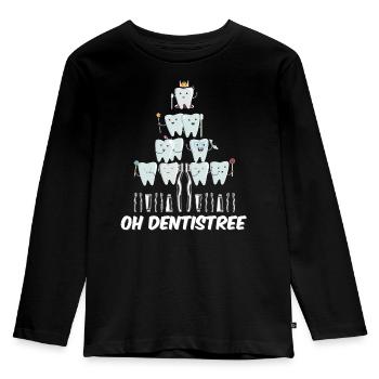 Oh Dentistree Sweet Tooth Christmas Tree - Kids' Premium Longsleeve Shirt - black - Front - AI Model Kid Male (0cm)