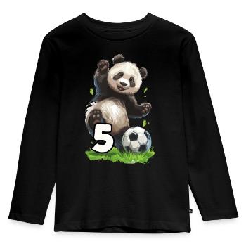 Fußball Panda 5 Jahre Geburtstag - Kinder Premium Bio Langarmshirt - Schwarz - Vorne - AI Model Kid Male (0cm)