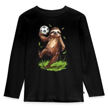 Fußball Faultier Sloth Soccer Ball - Kinder Premium Bio Langarmshirt - Schwarz - Vorne - AI Model Kid Male (0cm)