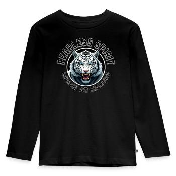 FEARLESS SPIRIT - Kids' Premium Longsleeve Shirt - black - Front - AI Model Kid Male (0cm)