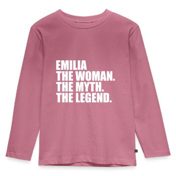 Woman Myth Legend Name Emilia - Kids' Premium Longsleeve Shirt - mauve - Front - AI Model Kid Female (0cm)