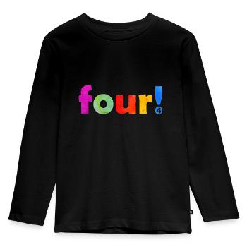 FOUR 4 YEARS 4TH BIRTHDAY - Kids' Premium Longsleeve Shirt - black - Front - AI Model Kid Male (0cm)