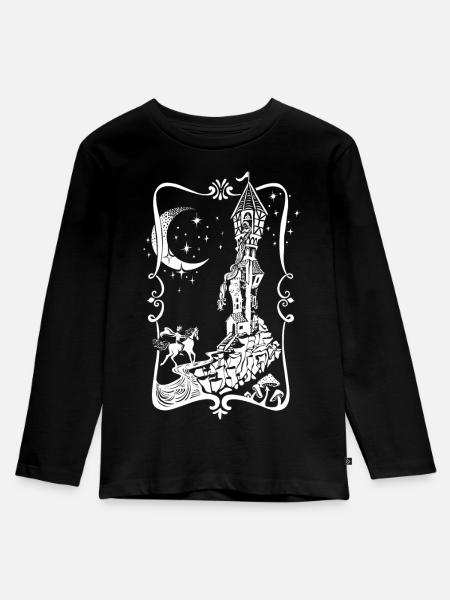 Rapunzel Märchen - Kinder Premium Bio Langarmshirt - Schwarz