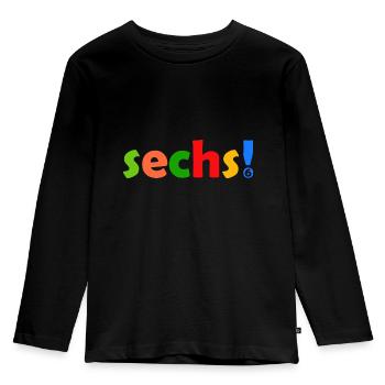 SECHS 6 JAHRE JUNGE 6. GEBURTSTAG - Kinder Premium Bio Langarmshirt - Schwarz - Vorne - AI Model Kid Male (0cm)