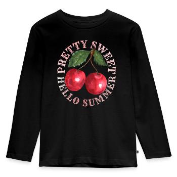Cherry, Cherry-Fruit Cherry-Cherry Summer Saying - Kids' Premium Longsleeve Shirt - black - Front - AI Model Kid Male (0cm)