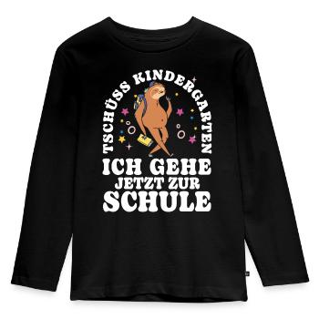 Einschulung Tschüss Kindergarten - Kinder Premium Bio Langarmshirt - Schwarz - Vorne - AI Model Kid Male (0cm)