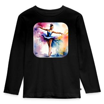 Prima Ballerina mit bunten Farben - Kinder Premium Bio Langarmshirt - Schwarz - Vorne - AI Model Kid Male (0cm)