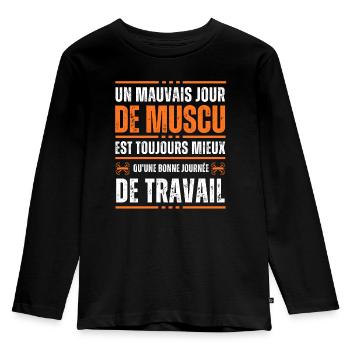 Ein schlechter Tag beim Krafttraining Geschenkidee - Kinder Premium Bio Langarmshirt - Schwarz - Vorne - AI Model Kid Male (0cm)