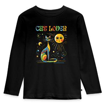 Cat Cat Lover Miró Art Artist Cat Lady - Kids' Premium Longsleeve Shirt - black - Front - AI Model Kid Male (0cm)