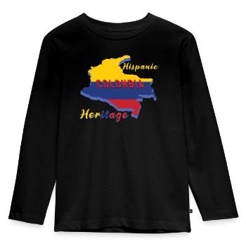 Colombia Hispanic Heritage Month - Kinder Premium Bio Langarmshirt - Schwarz - Vorne - AI Model Kid Male (0cm)
