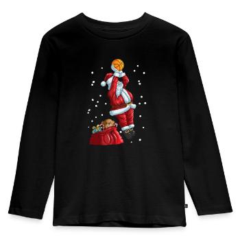 Le Père Noël joue au basketball sport de Noël - T-shirt manches longues Premium Enfant - noir - Devant - AI Model Kid Male (0cm)