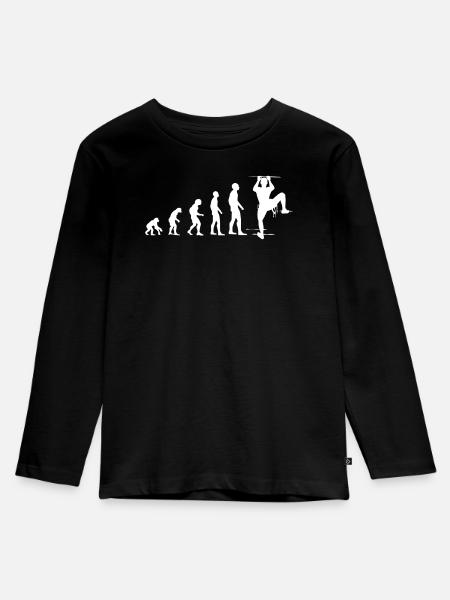 Klettern Evolution Lustig Bergsteigen Geschenk - Kinder Premium Bio Langarmshirt - Schwarz