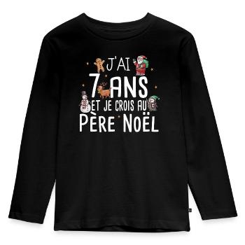 7 Ans Anniversaire Cadeau Père Noël Humour - T-shirt manches longues Premium Enfant - noir - Devant - AI Model Kid Male (0cm)