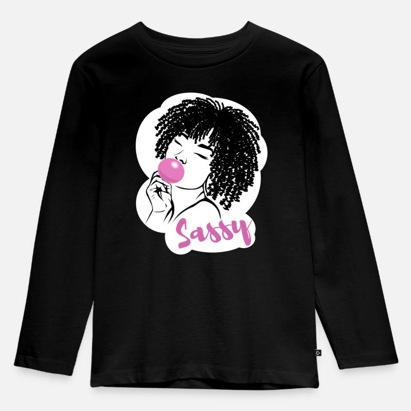 Chic impertinent avec breloque afro - T-shirt manches longues Premium Enfant - noir