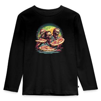 Pizza bis ich sterbe - Kinder Premium Bio Langarmshirt - Schwarz - Vorne - AI Model Kid Male (0cm)