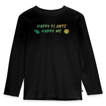 Happy Plants Glückliche Pflanzenfreude - Kids' Premium Longsleeve Shirt - black - Front - AI Model Kid Male (0cm)