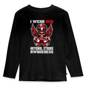 Sensibilisation nationale à l’AVC pour mon frère - T-shirt manches longues Premium Enfant - noir - Devant - AI Model Kid Male (0cm)